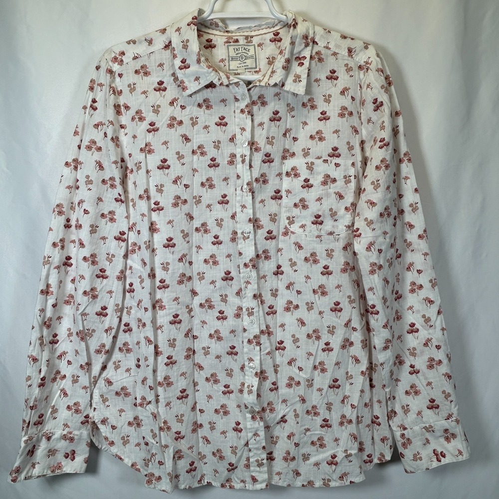 Fat Face Womens 12 Button Up Shirt Floral Long Sleeve Classic Cotton Lightweight